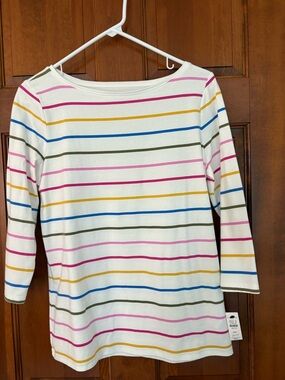 Talbot’s Petite Medium Striped Multicolor Boatneck Top NWT